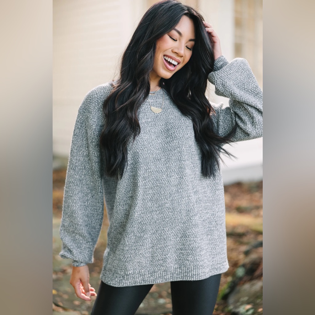 The Slouchy Heather Gray Bubble Sleeve Sweater Size Small New With Tags — image 2 of 2
